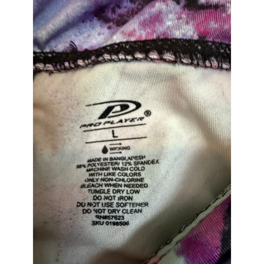 Pro Player Women Pink Purple Tie Dye Animal Print Athletic Shorts Side Pockets L - Picture 4 of 4